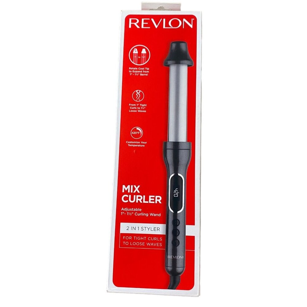 Revlon 2-in-1 Adjustable Mix Curling Wand 1” to 1 1/2 ” Curls Waves New
